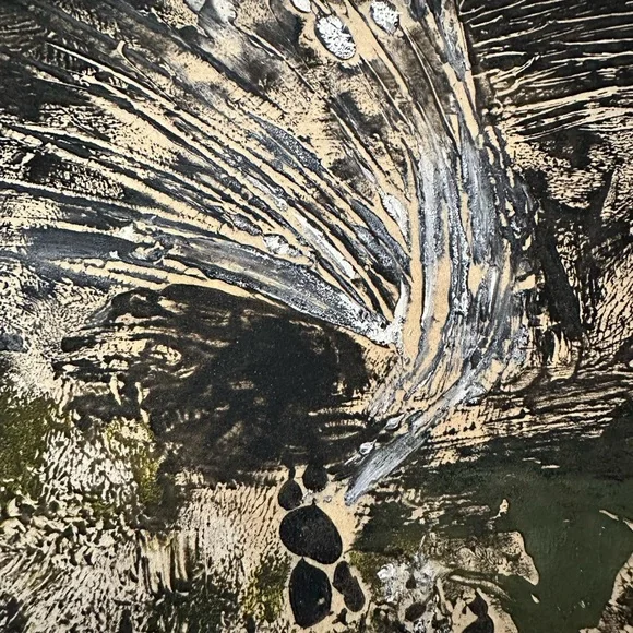 Original Acrylic Painting Black, Gold and White